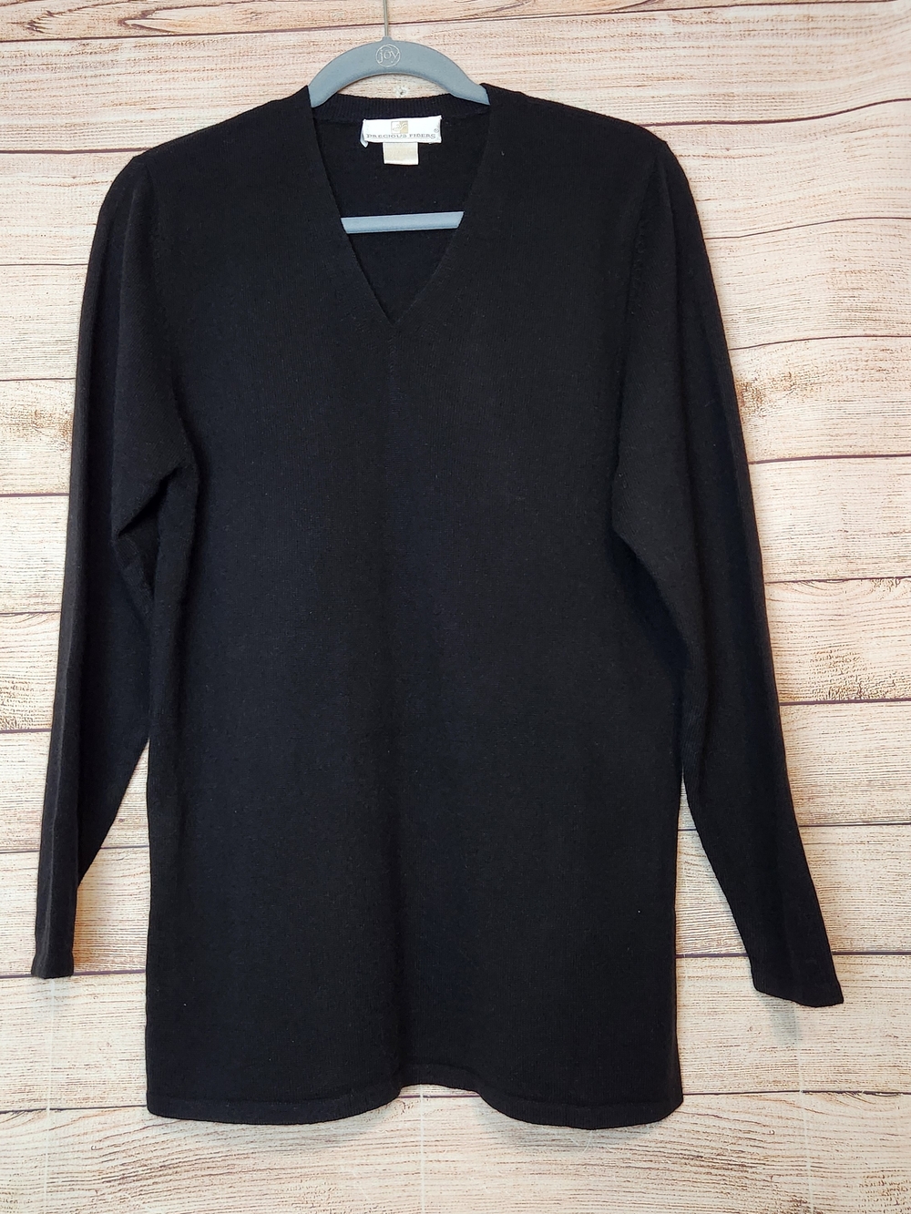 Precious Fibers 100% Cashmere Sweater Women's Small Black V Neck Soft Luxury